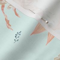 8" Peach Mermaid / Teal COLOR  Background