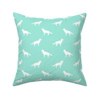 German Shepherd silhouette dog fabric aqua