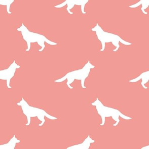 German Shepherd silhouette dog fabric sweet pink