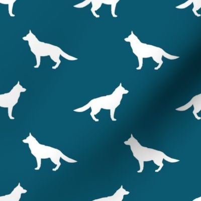 German Shepherd silhouette dog fabric sapphire