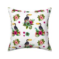 8" Floral Toucan / WHITE