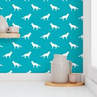 German Shepherd silhouette dog fabric peacock