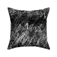 black and white modern abstract sketch contour lines waves