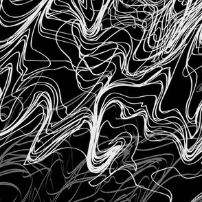 black and white modern abstract sketch contour lines waves