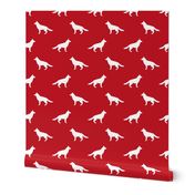 German Shepherd silhouette dog fabric fire red