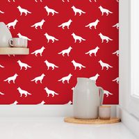 German Shepherd silhouette dog fabric fire red