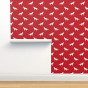 German Shepherd silhouette dog fabric fire red