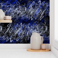 cobalt blue and white black modern abstract sketch contour lines waves