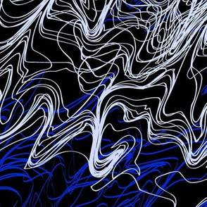 cobalt blue and white black modern abstract sketch contour lines waves