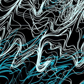 turquoise and white black modern abstract sketch contour lines waves