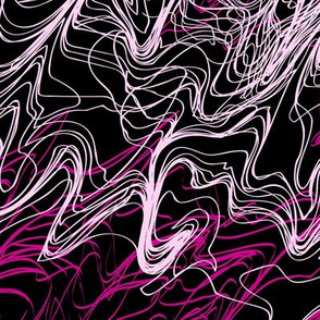 hot pink and white black modern abstract sketch contour lines waves