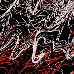 red white and black modern abstract sketch contour lines waves