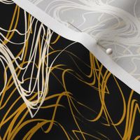 gold and white and black modern abstract sketch contour lines waves