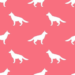 German Shepherd silhouette dog fabric brink pink