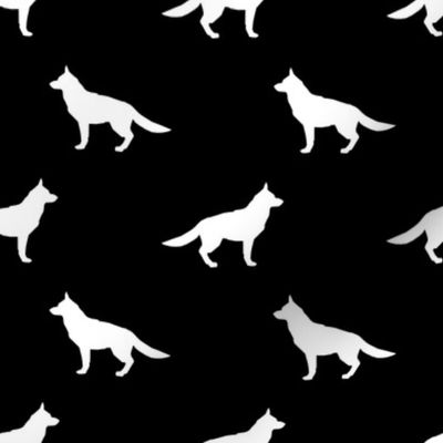 German Shepherd silhouette dog fabric black and white