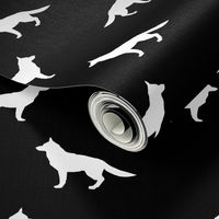 German Shepherd silhouette dog fabric black and white