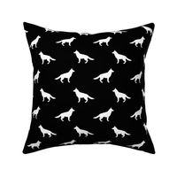 German Shepherd silhouette dog fabric black and white