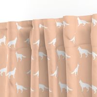 German Shepherd silhouette dog fabric apricot