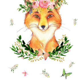 Woodland Floral Fox in the Spring 54"x72"