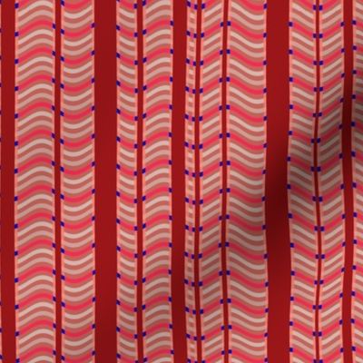 Red and Pink Stripes and Waves