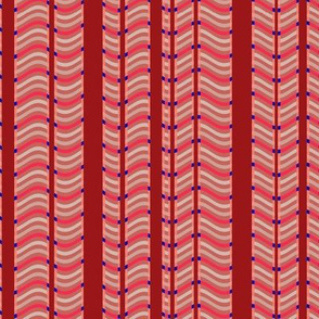 Red and Pink Stripes and Waves