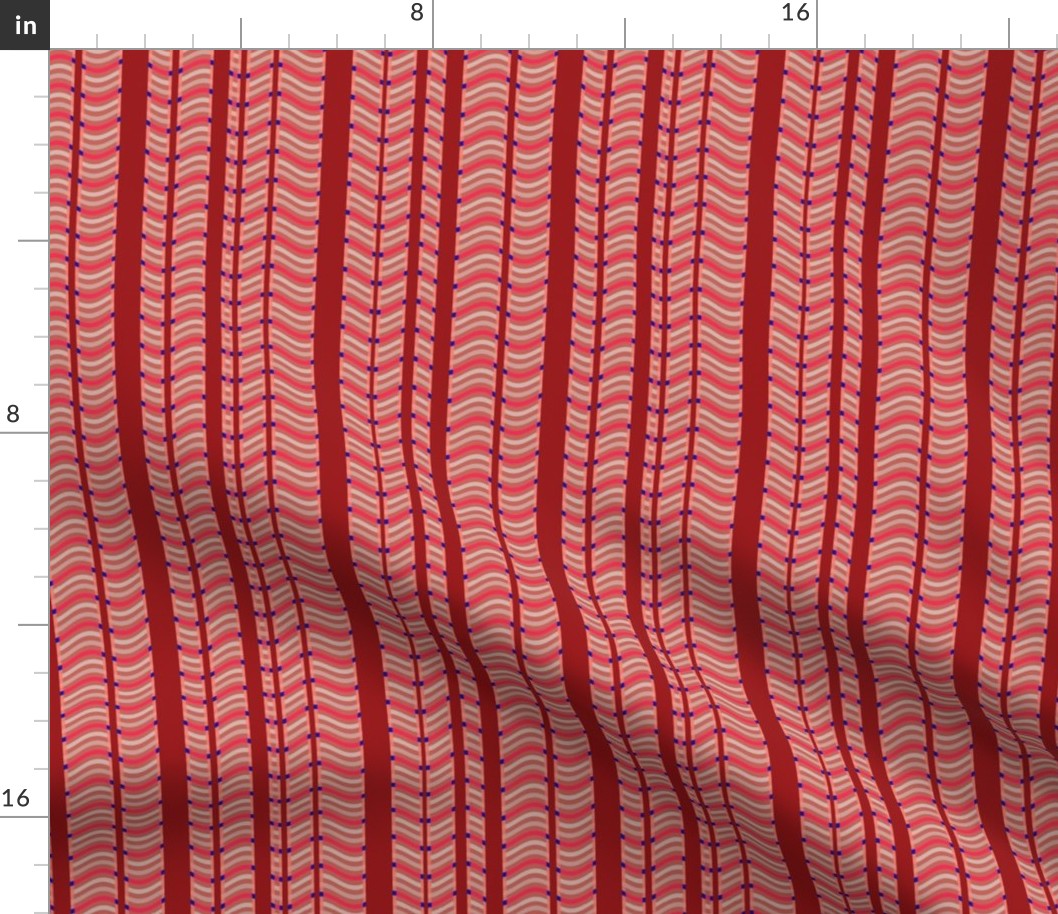 Red and Pink Stripes and Waves