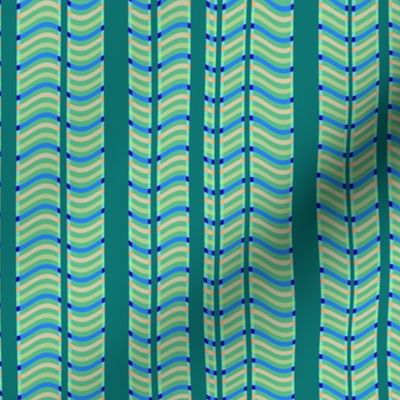 Teal and Green Stripes and Waves