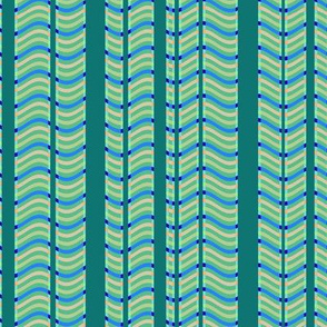 Teal and Green Stripes and Waves