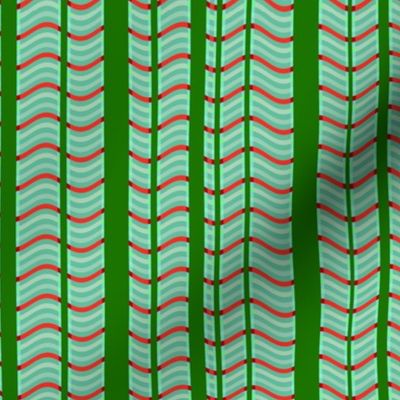 Green and Red Stripes and Waves