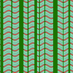 Green and Red Stripes and Waves