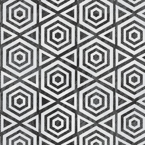 Hexagon Black and White Geometric 