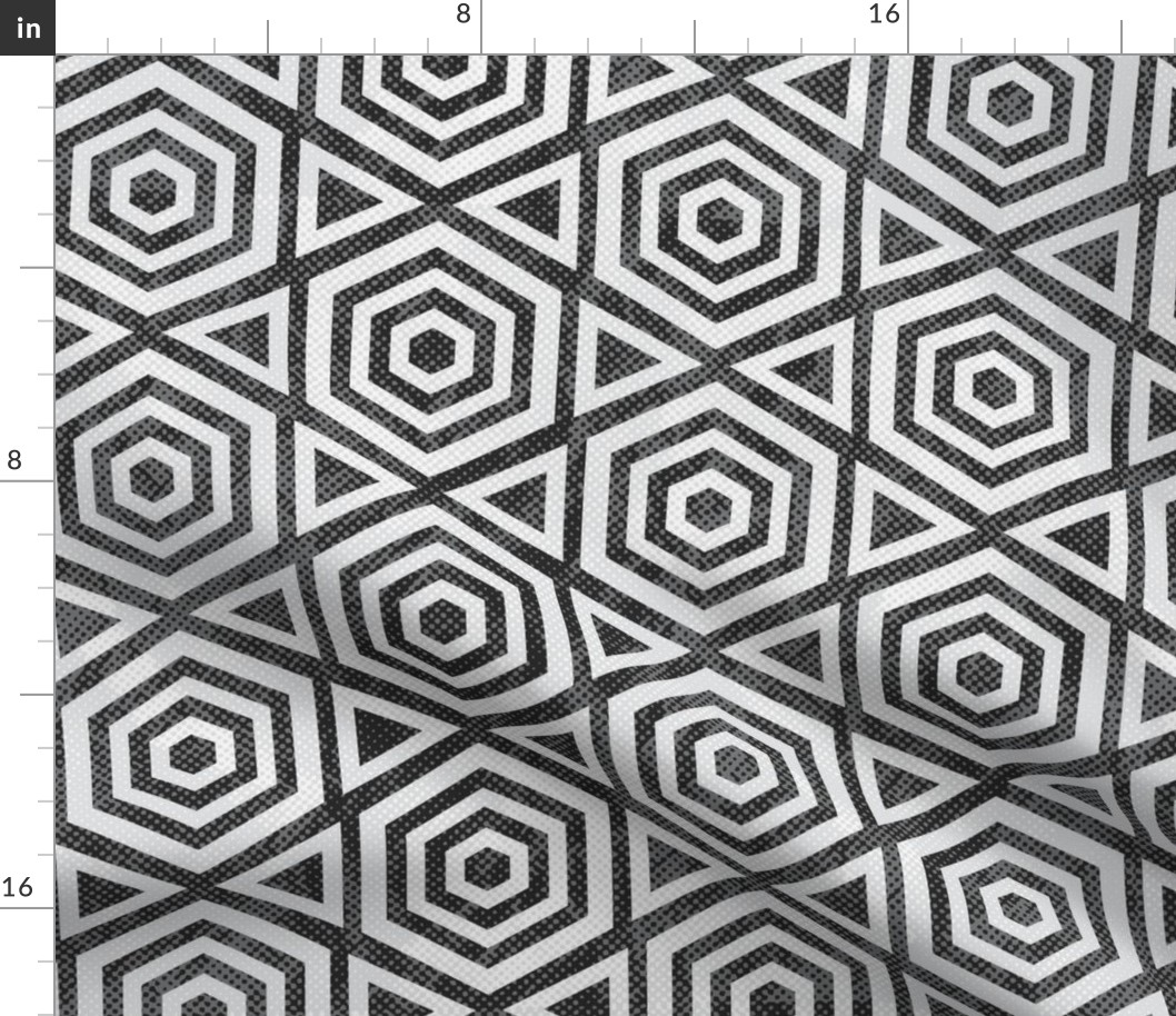 Hexagon Black and White Geometric 