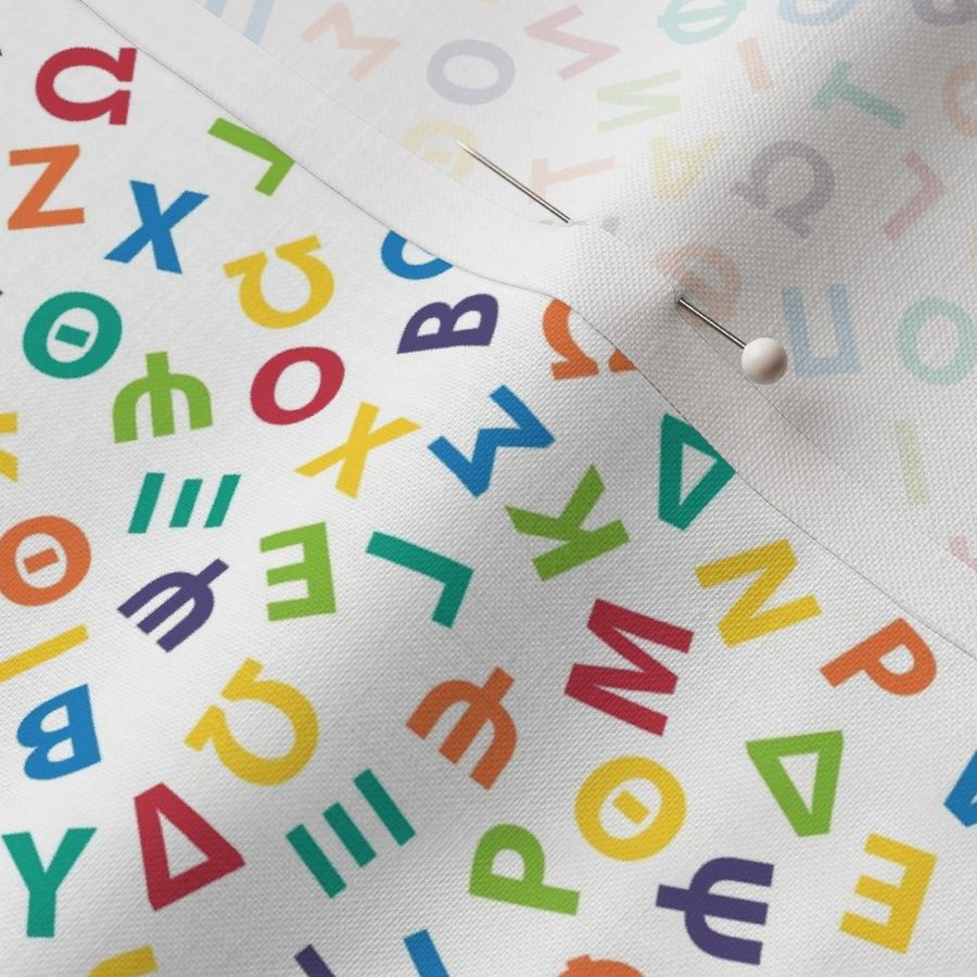 ditsy Greek alphabet - rainbow on white