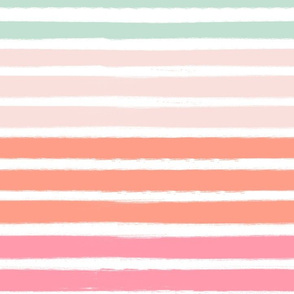 painter stripes pink coral and mint stripes fabric