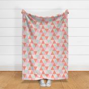 sophia triangle cheater quilt - coral mint and pink wholecloth cheater quilt fabric