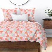 sophia triangle cheater quilt - coral mint and pink wholecloth cheater quilt fabric