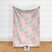 sophia cheater quilt painterly abstract fabrics florals coral and mint