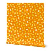 bright saffron bokeh dots