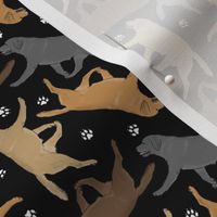 Tiny Trotting Labrador Retrievers and paw prints - black