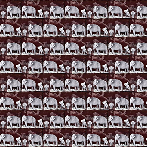 Elephants on red small