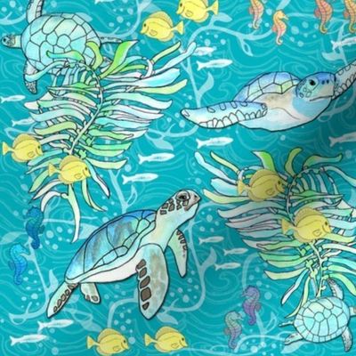 Aquatic Sea Friends, Teal