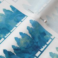 watercolor tree line - blue