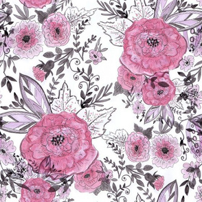  Watercolor . The floral pattern . 