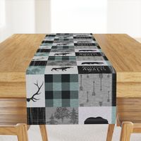 Adventure Awaits Quilt- Muted Aqua, Black, Grey.