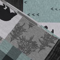 Adventure Awaits Quilt- Muted Aqua, Black, Grey.