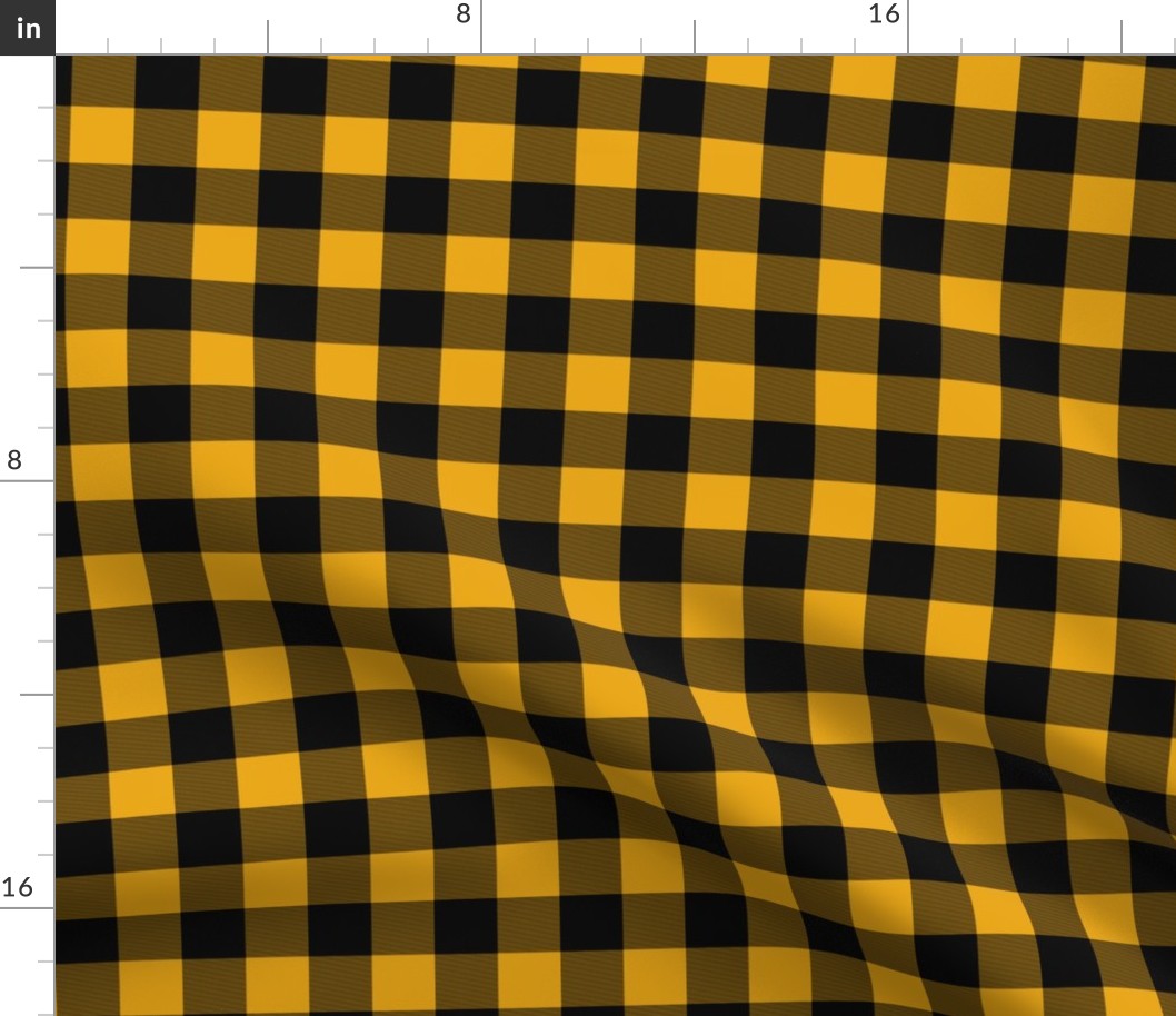 1" Buffalo Plaid- black and gold - ironwood