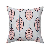 Big Leaves - Coral, navy, grey, sweetbrook