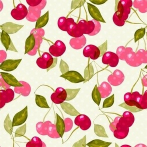ripe red cherries retro sixties