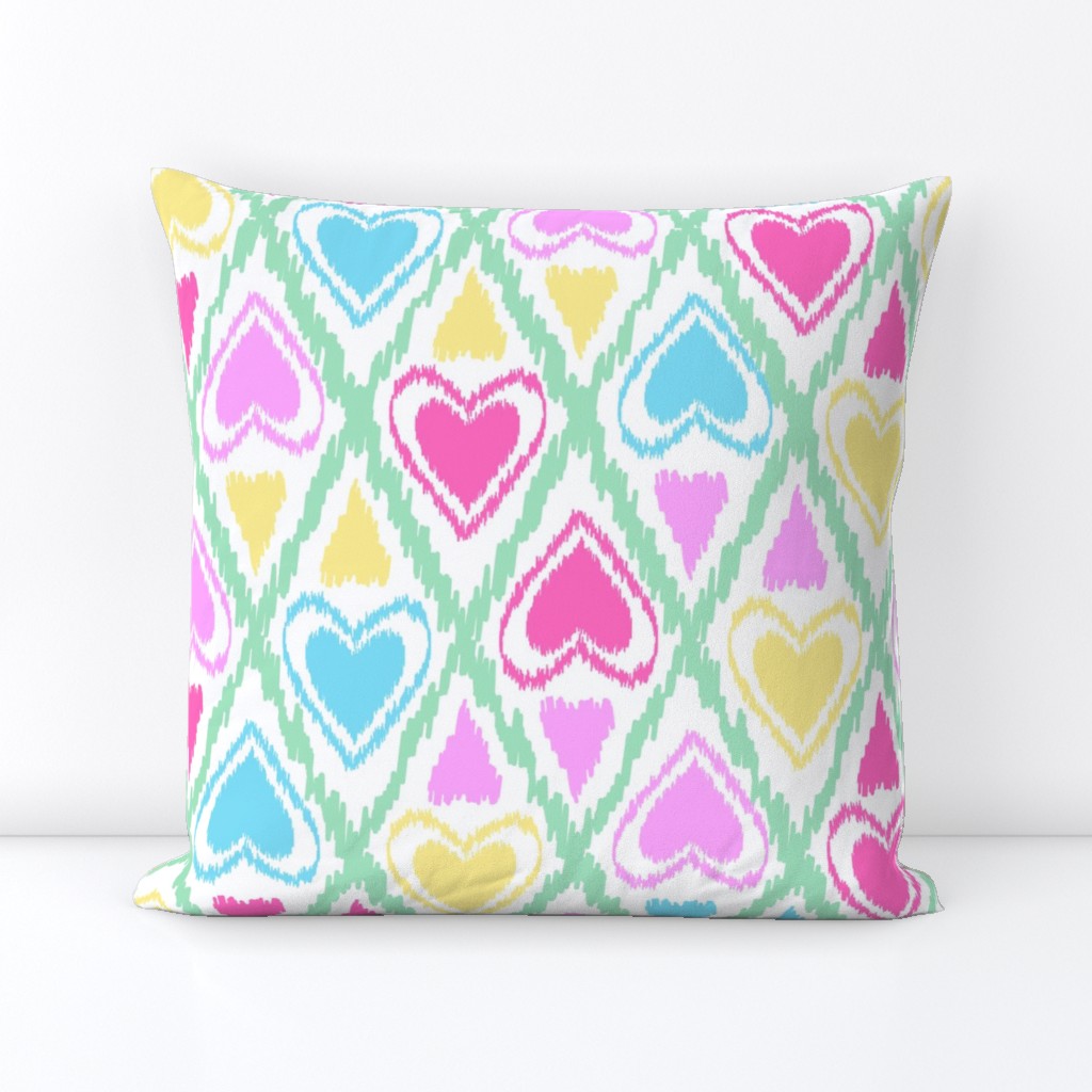 Multicolored cute pattern with abstract hearts 