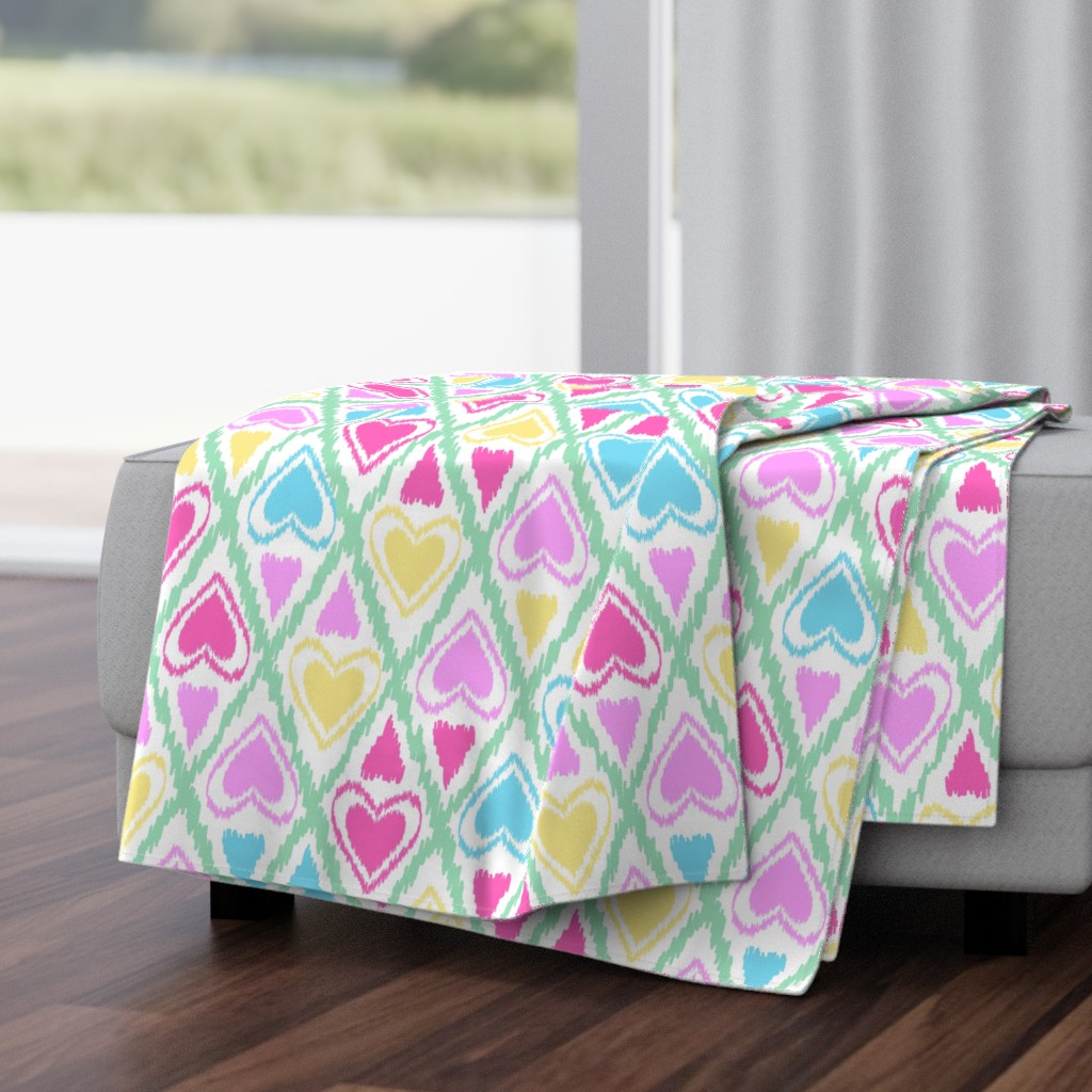 Multicolored cute pattern with abstract hearts 